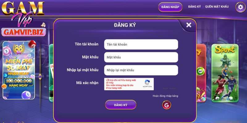 Đăng ký tài khoản thành viên đơn giản
